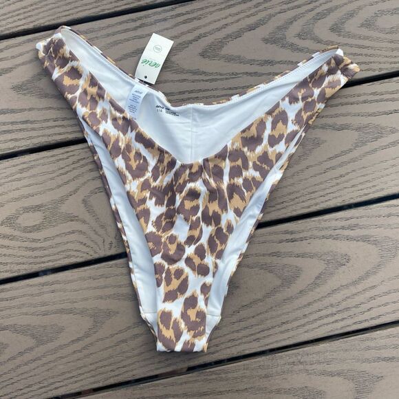 NWT aerie large bikini cheetah print brown high cut swim bottom - Picture 1 of 7